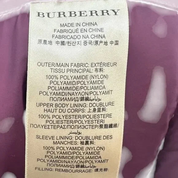 Burberry Brit Belted Down Coat Burgundy Purple Maroon Size Small